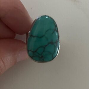 Vintage silver and turquoise statement ring